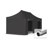 TOOLPORT 3x6m gazebo pieghevole PES con laterali, PROFESSIONAL alluminio, nero - (600221)