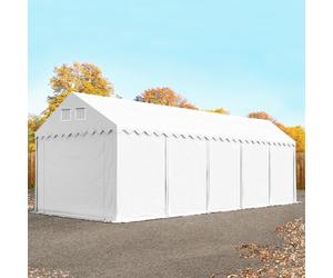 TOOLPORT 4x10 m tenda capannone, altezza 2,6m, PVC 800, telaio perimetrale, bianco, con statica (sottofondo in cemento) - (57679)