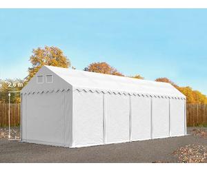 TOOLPORT 4x10 m tenda capannone, altezza 2,6m, PVC 800, telaio perimetrale, bianco, senza statica - (7671BL)