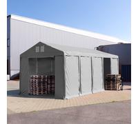 TOOLPORT 4x10m tenda capannone, altezza 3,0m porta a cerniera, PVC 850, grigio, con statica (sottofondo in terra) - (93779)