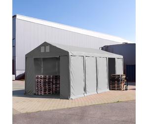 TOOLPORT 4x10m tenda capannone, altezza 3,0m porta a cerniera, PVC 850, grigio, con statica (sottofondo in cemento) - (94013)