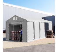 TOOLPORT 4x10m tenda capannone, altezza 3,0m porta a pacchetto, PVC 850, grigio, senza statica - (79800)