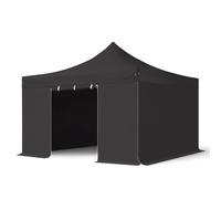 TOOLPORT 4x4m gazebo pieghevole PES con laterali, PROFESSIONAL alluminio, nero - (600175)