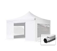 TOOLPORT 4x4m gazebo pieghevole PVC con laterali (finestre panoramiche), PROFESSIONAL alluminio, bianco - (582424)