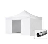 TOOLPORT 4x4m gazebo pieghevole PVC con laterali, PROFESSIONAL alluminio, bianco - (578932)