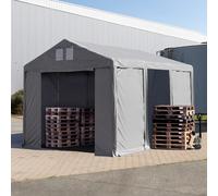TOOLPORT 4x6m tenda capannone, altezza 3,0m porta a cerniera, PVC 850, grigio, con statica (sottofondo in terra) - (93774)
