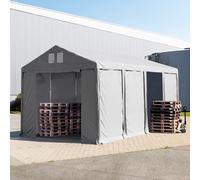 TOOLPORT 4x8m tenda capannone, altezza 3,0m porta a cerniera, PVC 850, grigio, con statica (sottofondo in terra) - (93775)