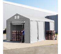 TOOLPORT 4x8m tenda capannone, altezza 3,0m porta a pacchetto, PVC 850, grigio, senza statica - (79796)