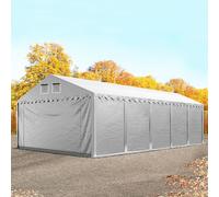 TOOLPORT 5x10 m tenda capannone, altezza 2,6m, PVC 800, telaio perimetrale, grigio, con statica (sottofondo in terra) - (49870)