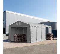 TOOLPORT 5x10m tenda capannone, altezza 3,0m porta a cerniera, PVC 850, grigio, con statica (sottofondo in terra) - (93784)