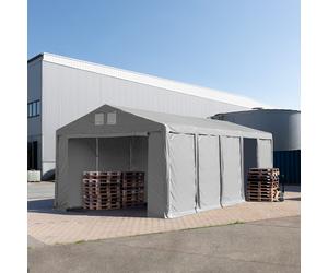 TOOLPORT 5x10m tenda capannone, altezza 3,0m porta a cerniera, PVC 850, grigio, senza statica - (79804)