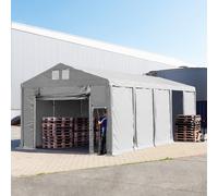 TOOLPORT 5x10m tenda capannone, altezza 3,0m porta a pacchetto, PVC 850, grigio, con statica (sottofondo in cemento) - (94019)