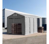 TOOLPORT 5x10m tenda capannone, altezza 3,6m porta a cerniera, PVC 850, grigio, con statica (sottofondo in cemento) - (94021)