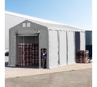 TOOLPORT 5x10m tenda capannone, altezza 3,6m porta a pacchetto, PVC 850, grigio, con statica (sottofondo in terra) - (93788)