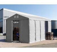TOOLPORT 5x10m tenda capannone, altezza 3,6m porta scorrevole, PVC 850, grigio, con statica (sottofondo in cemento) - (94023)