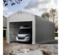 TOOLPORT 5x10m tenda garage 4m, PRIMEtex 2300, grigio, con statica (sottofondo in terra) - (99424)