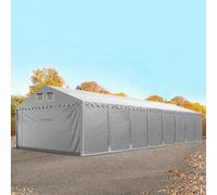 TOOLPORT 5x16 m tenda capannone, altezza 2,6m, PVC 800, telaio perimetrale, grigio, con statica (sottofondo in terra) - (637636)
