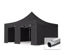 TOOLPORT 5x5m gazebo pieghevole PVC con laterali, PROFESSIONAL alluminio, nero - (59059)