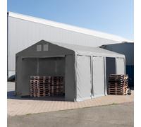 TOOLPORT 5x8m tenda capannone, altezza 3,0m porta a cerniera, PVC 850, grigio, con statica (sottofondo in terra) - (93781)