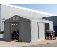 TOOLPORT 5x8m tenda capannone, altezza 3,0m porta scorrevole, PVC 850, grigio, con statica (sottofondo in terra) - (93783)