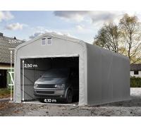 TOOLPORT 5x8m tenda garage 2,6m, PVC 850, grigio, con statica (sottofondo in terra) - (99402)