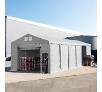 TOOLPORT 6x12m tenda capannone, altezza 3,0m porta a pacchetto, PVC 850, grigio, con statica (sottofondo in cemento) - (94031)