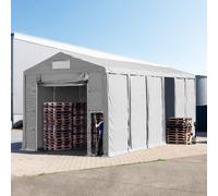 TOOLPORT 6x12m tenda capannone, altezza 4,0m porta a pacchetto, PVC 850, grigio, con statica (sottofondo in terra) - (93807)