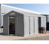 TOOLPORT 6x12m tenda capannone, altezza 4,0m porta scorrevole, PVC 850, grigio, con statica (sottofondo in terra) - (93808)