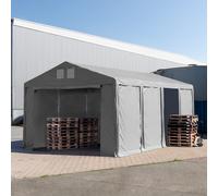 TOOLPORT 6x8m tenda capannone, altezza 3,0m porta a cerniera, PVC 850, grigio, senza statica - (79813)