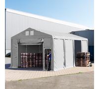 TOOLPORT 6x8m tenda capannone, altezza 3,0m porta a pacchetto, PVC 850, grigio, con statica (sottofondo in terra) - (93794)