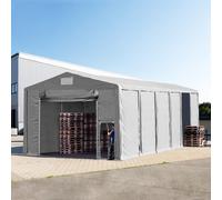 TOOLPORT 8x12m tenda capannone, altezza 3,6m porta a pacchetto, PVC 850, grigio, con statica (sottofondo in cemento) - (94060)