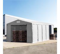 TOOLPORT 8x12m tenda capannone, altezza 4,0m porta a cerniera, PVC 850, grigio, con statica (sottofondo in cemento) - (94068)