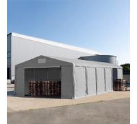 TOOLPORT 8x16m tenda capannone, altezza 3,0m porta a cerniera, PVC 850, grigio, con statica (sottofondo in cemento) - (94268)