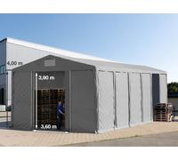 TOOLPORT 8x16m tenda capannone, altezza 4,0m porta scorrevole, PVC 850, grigio, senza statica - (94247)