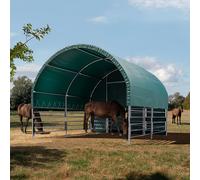 TOOLPORT Box Cavalli 4x4m, verde scuro, Telo in PVC, fissaggio per terreno - (330612)
