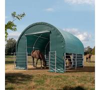 TOOLPORT Box Cavalli 4x4m, verde scuro, Telo in PVC, fissaggio per terreno - (330614)