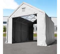 TOOLPORT Everest 4x8m tendostruttura Everest altezza 3m, PRIMEtex 2300 con lucernari, grigio, con statica (sottofondo in terra) - (49830)