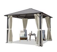 TOOLPORT Gazebo da Giardino 3x3 m Tetto Hardtop in Acciaio con Teli Laterali e Zanzariere in Crema