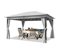 TOOLPORT Gazebo da Giardino 3x4 m con Telo Impermeabile da ca. 180g/m² - 4 pareti Laterali Grigio Chiaro