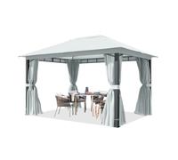 TOOLPORT Gazebo giardino 3x4m, pali in alluminio, telo tetto 220g/m² grigio | con pannelli laterali e zanzariere - 100% impermeabile - pali quadrati ca. 9x9 cm - montaggio facile con sistema a scatto