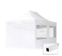 TOOLPORT Gazebo Pieghevole Giardino 3x4,5m - 4 Laterali (finestre panoramiche) Telo 700N Poliestere Idrorepellente Padiglione Mercati Sagre Bianco