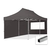 TOOLPORT Gazebo Pieghevole Giardino 3x6m - 2 Laterali Alluminio Telo Idrorepellente Padiglione Mercati Sagre Grigio