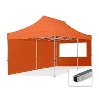 TOOLPORT Gazebo Pieghevole Giardino 3x6m - 2 Laterali Alluminio Telo Idrorepellente Padiglione Mercati Sagre Arancione