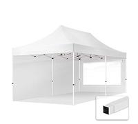 TOOLPORT Gazebo Pieghevole Giardino 3x6m - 2 Laterali (finestre panoramiche) Telo 700N Poliestere Idrorepellente Padiglione Mercati Sagre Bianco