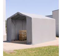 TOOLPORT Outlander 3x6 m tendostruttura, altezza 3,0m porta a cerniera, PVC 850, grigio, con statica (sottofondo in terra) - (93843)