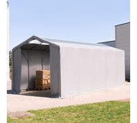 TOOLPORT Outlander 4x12 m tendostruttura, altezza 3,0m porta a cerniera e lucernari, PVC 850, grigio, con statica (sottofondo in cemento) - (94291)