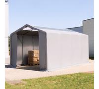 TOOLPORT Outlander 4x8 m tendostruttura, altezza 3,0m porta a cerniera e lucernari, PVC 850, grigio, con statica (sottofondo in cemento) - (94085)
