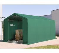 TOOLPORT Outlander 4x8 m tendostruttura, altezza 3,0m porta a cerniera, PVC 850, verde scuro, con statica (sottofondo in terra) - (93842)