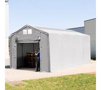 TOOLPORT Outlander 4x8 m tendostruttura, altezza 3,0m porta a pacchetto e lucernari, PVC 850, grigio, con statica (sottofondo in cemento) - (94086)