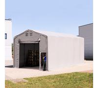 TOOLPORT Outlander 5x10 m tendostruttura, altezza 4,0m porta a pacchetto, PRIMEtex 2300, grigio, con statica (sottofondo in terra) - (93967)